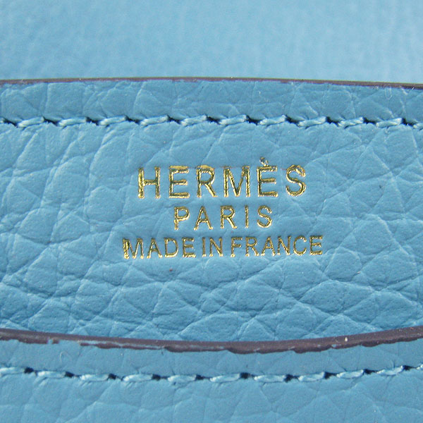7A Hermes Togo Leather Messenger Bag Light Blue With Gold Hardware H021 Replica
